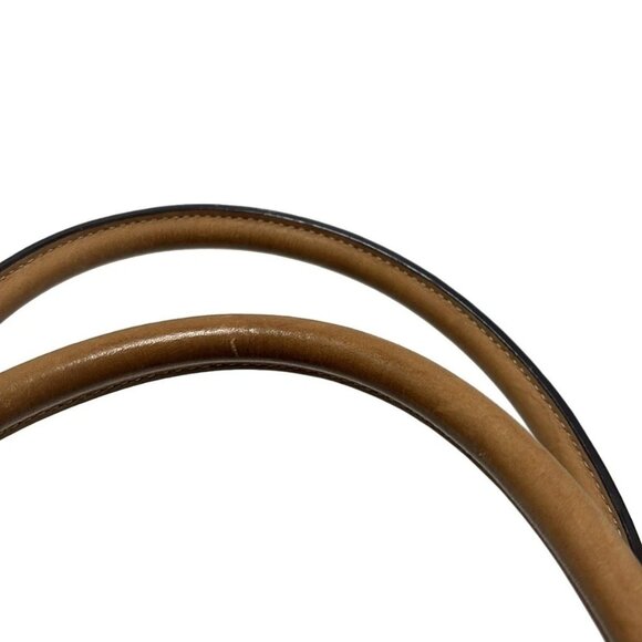 Auth COACH Hamptons Signature Satchel 8K05 Khaki Light Brown Jacquard Leather - Picture 4 of 10